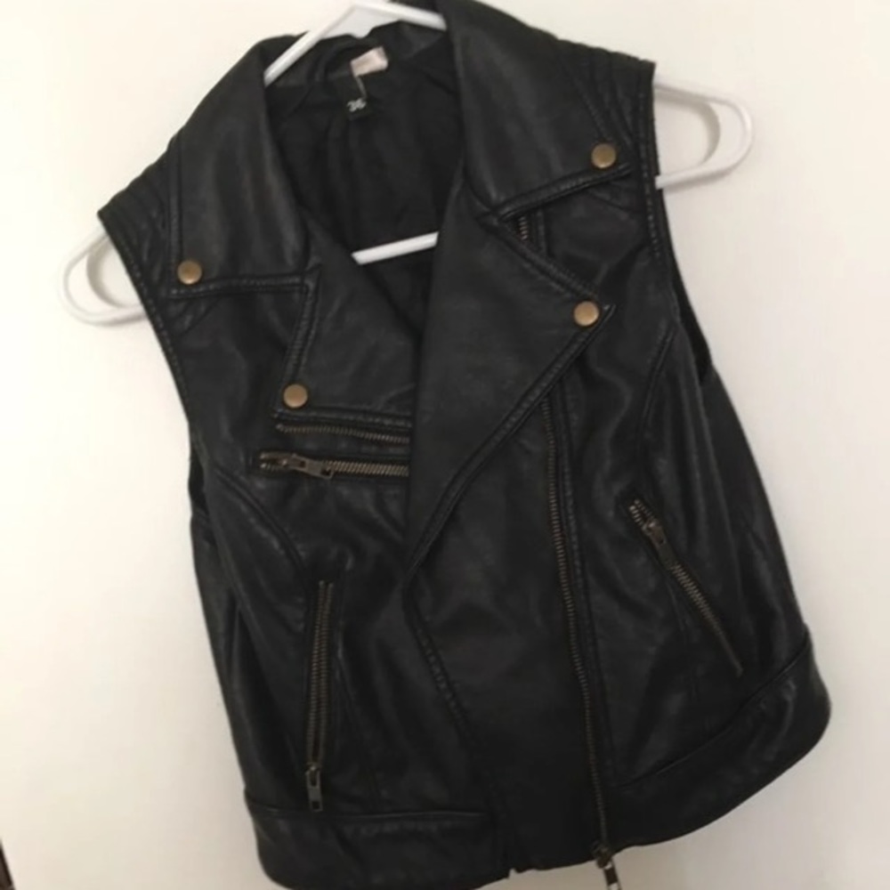 Black Faux Leather Vest
